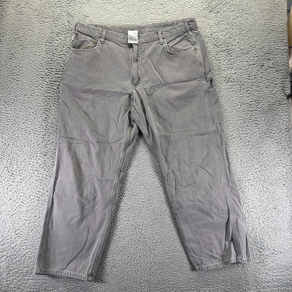 Carhartt Pant Mens 40x30 Gray Cotton Carpenter Straight Loose Utility Workwear
